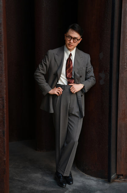 "Tea Grey Wheat Ear Pattern" Suit Trousers 