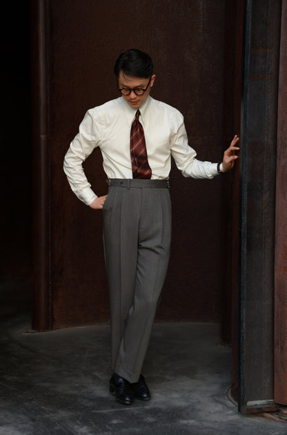 "Tea Grey Wheat Ear Pattern" Suit Trousers 