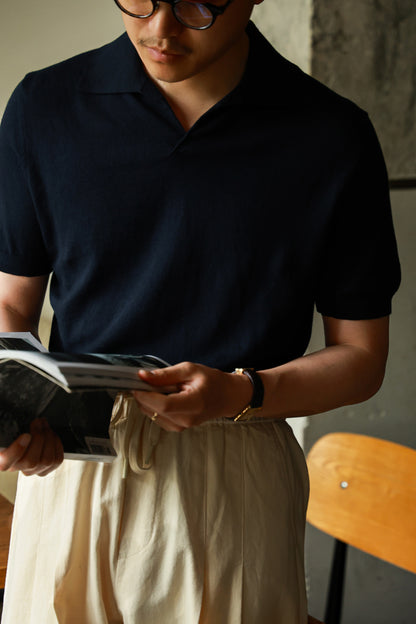 Cotton/Cashmere Classic Polo Navy