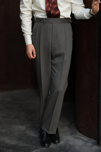 "Tea Grey Wheat Ear Pattern" Suit Trousers 