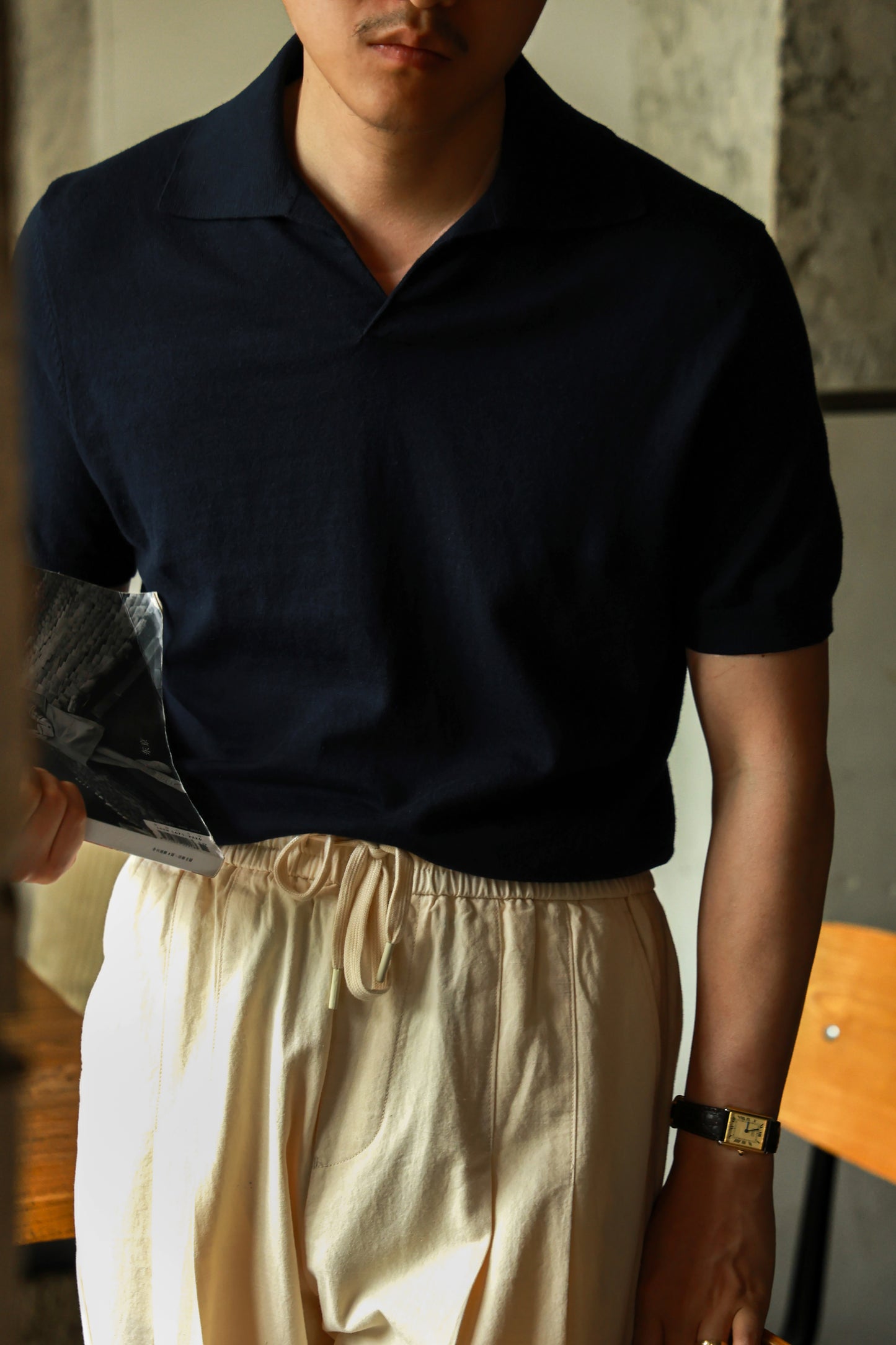 Cotton/Cashmere Classic Polo Navy