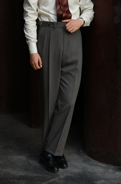 "Tea Grey Wheat Ear Pattern" Suit Trousers 