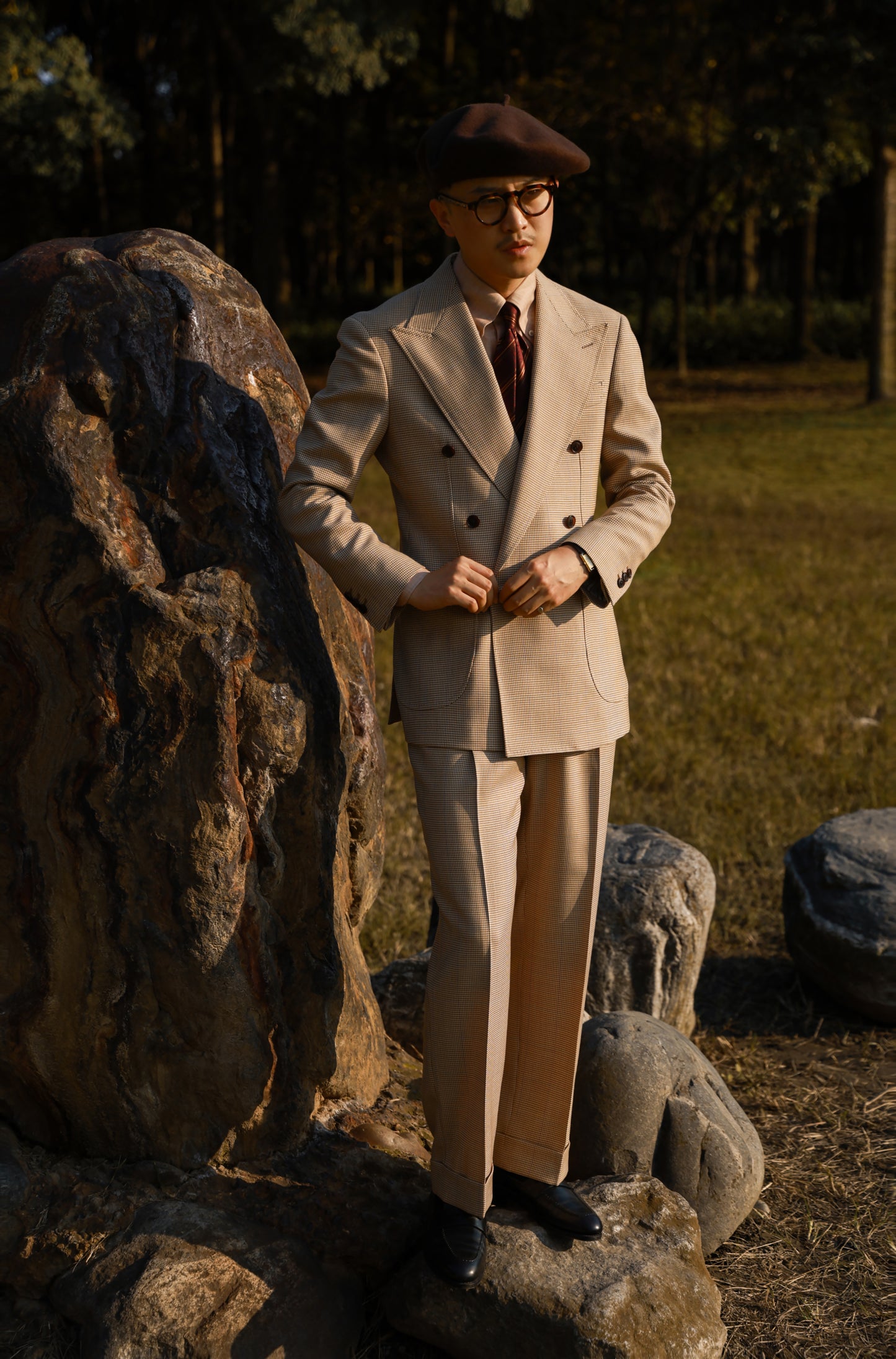 Desert Yellow Houndstooth Suit 