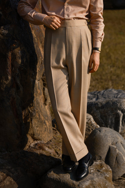 Desert Yellow Houndstooth Suit Trousers 