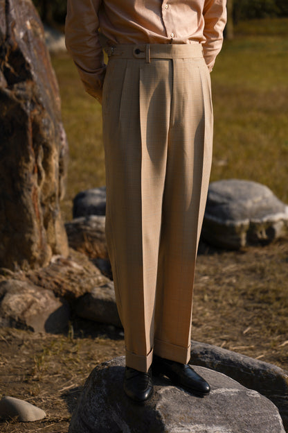 Desert Yellow Houndstooth Suit Trousers 