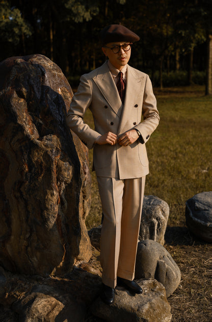 Desert Yellow Houndstooth Suit Trousers 