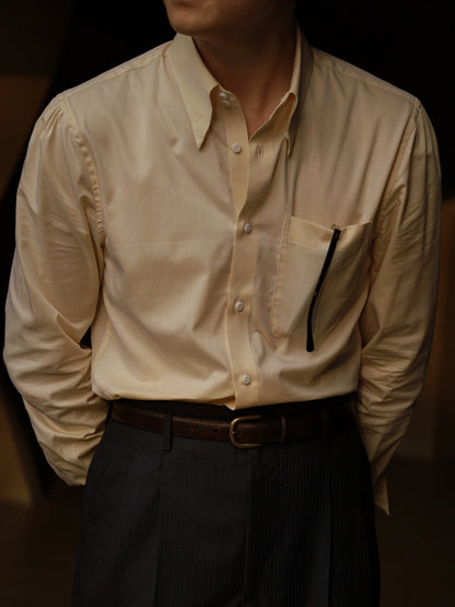 「Autumn Chrysanthemum Yellow」Hidden Button Collar Shirt