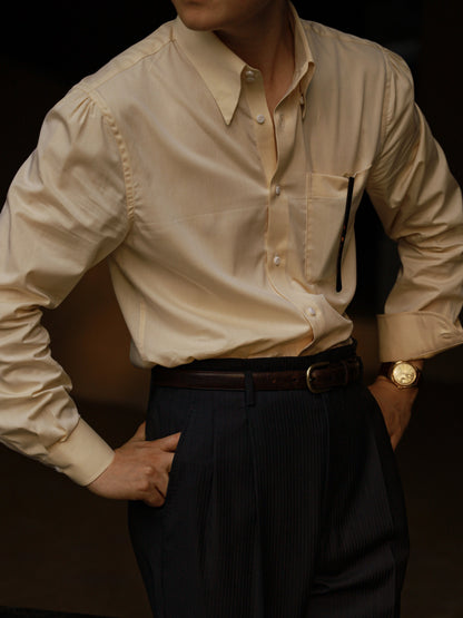 「Autumn Chrysanthemum Yellow」Hidden Button Collar Shirt