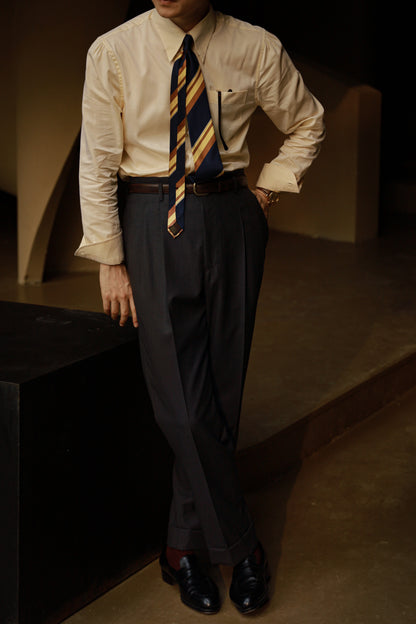 「Autumn Chrysanthemum Yellow」Hidden Button Collar Shirt