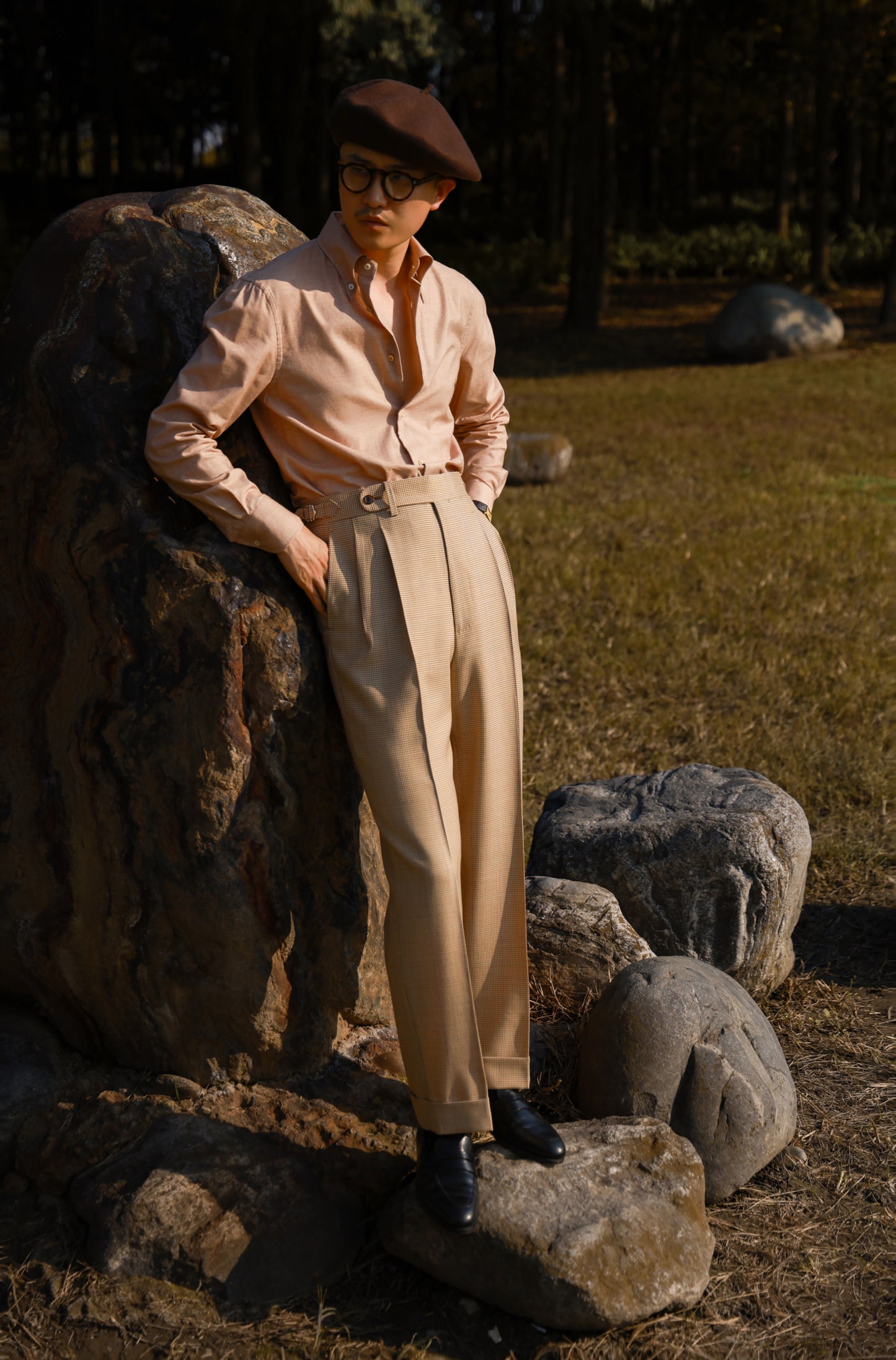 「Oak powder Flannel」Button-down Collar Shirt