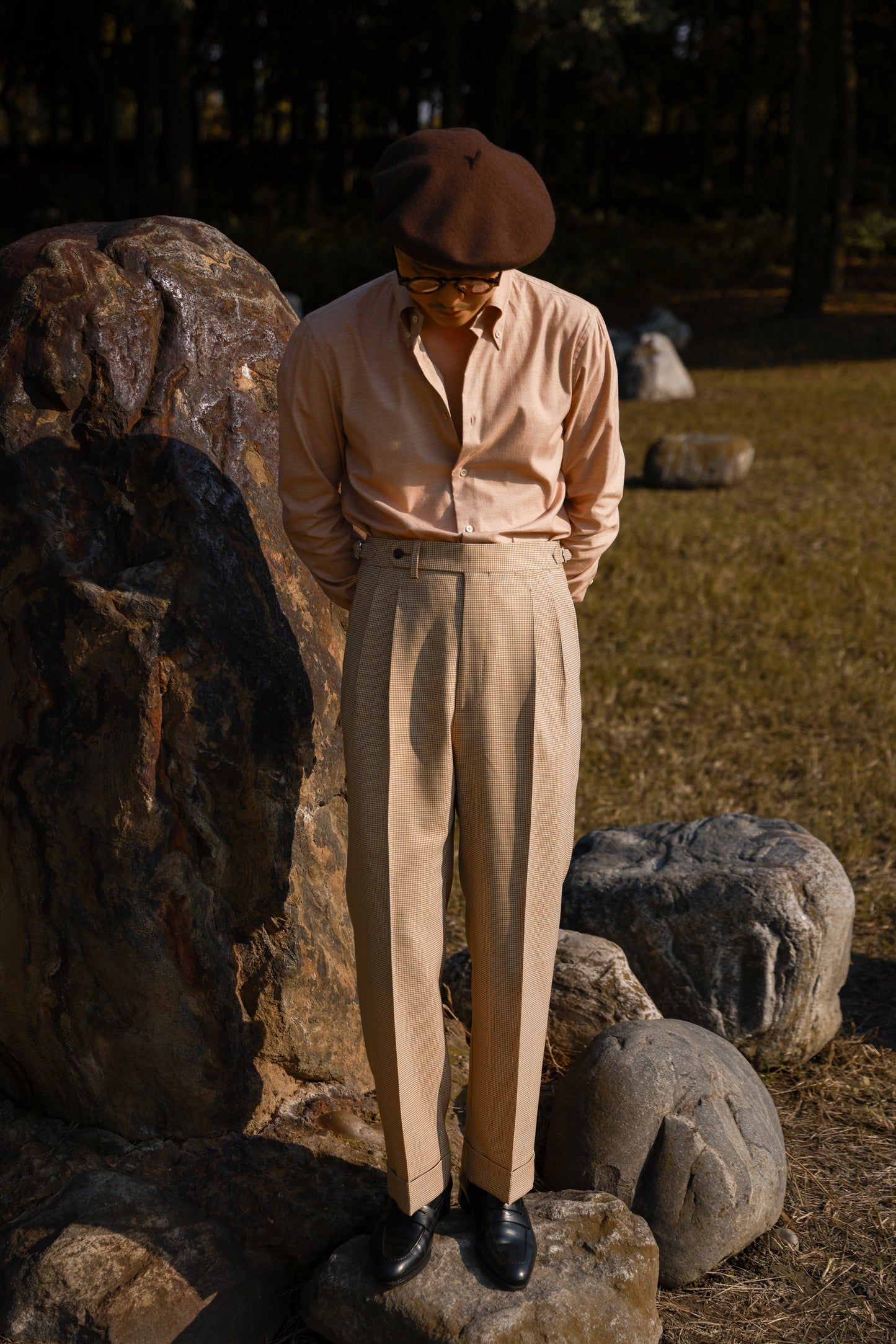 「Oak powder Flannel」Button-down Collar Shirt