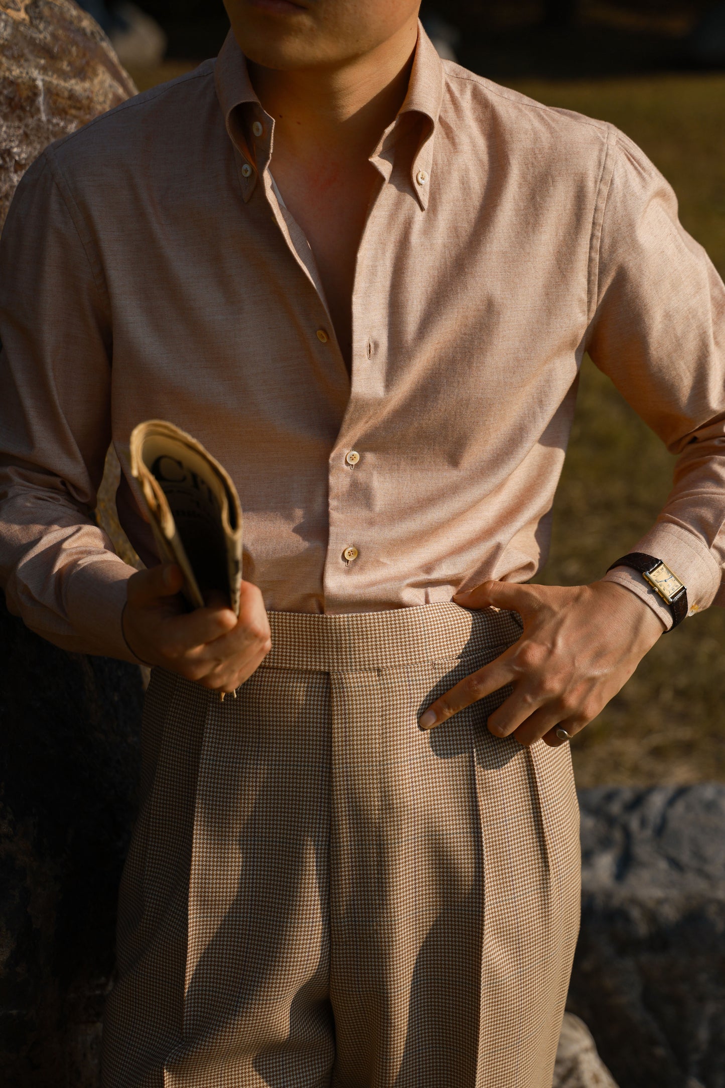 「Oak powder Flannel」Button-down Collar Shirt