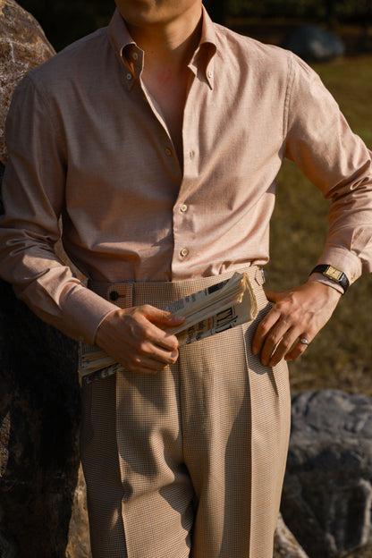 「Oak powder Flannel」Button-down Collar Shirt