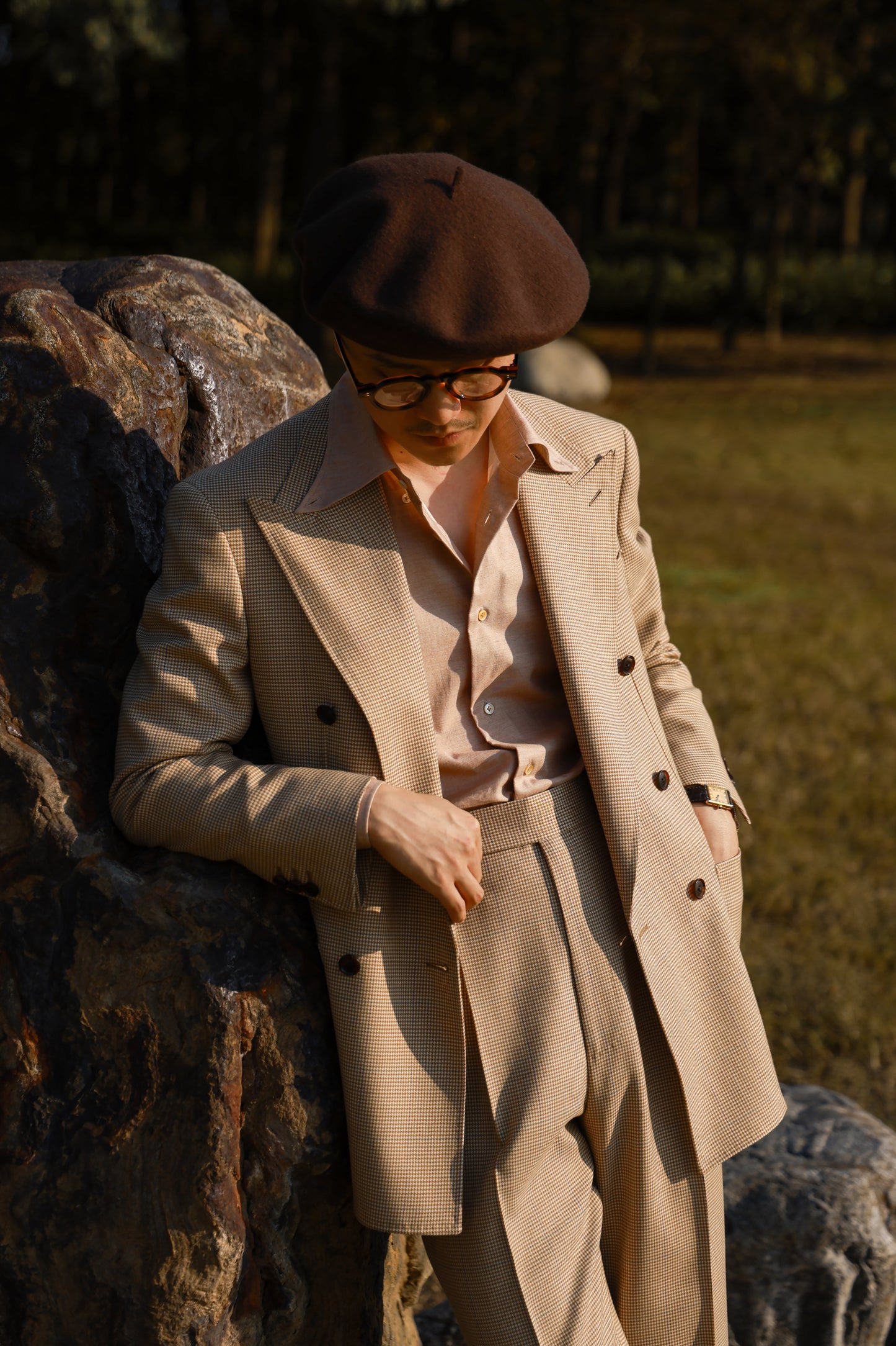 「Oak powder Flannel」Button-down Collar Shirt