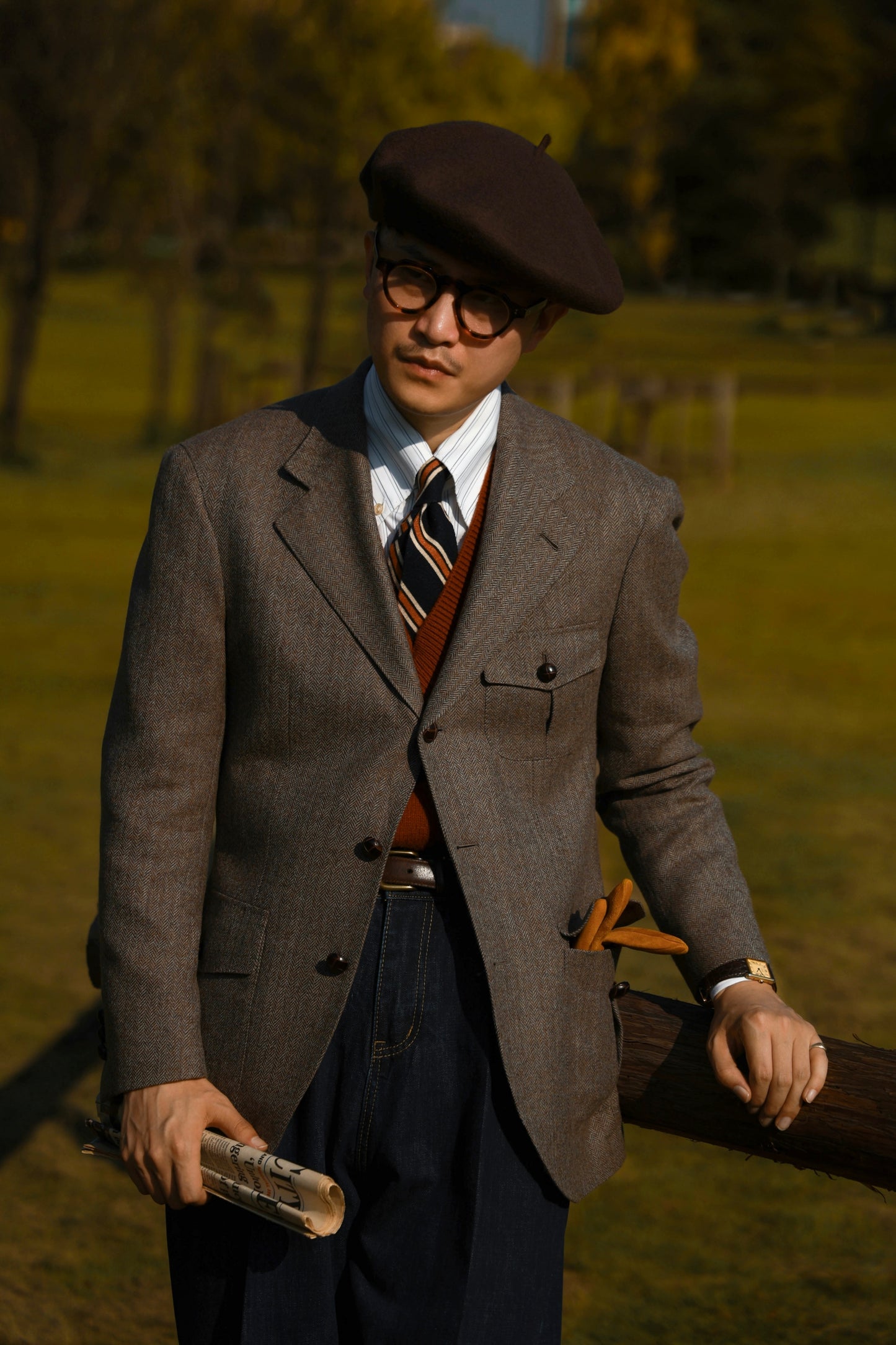 Tweed wheat pattern suit 