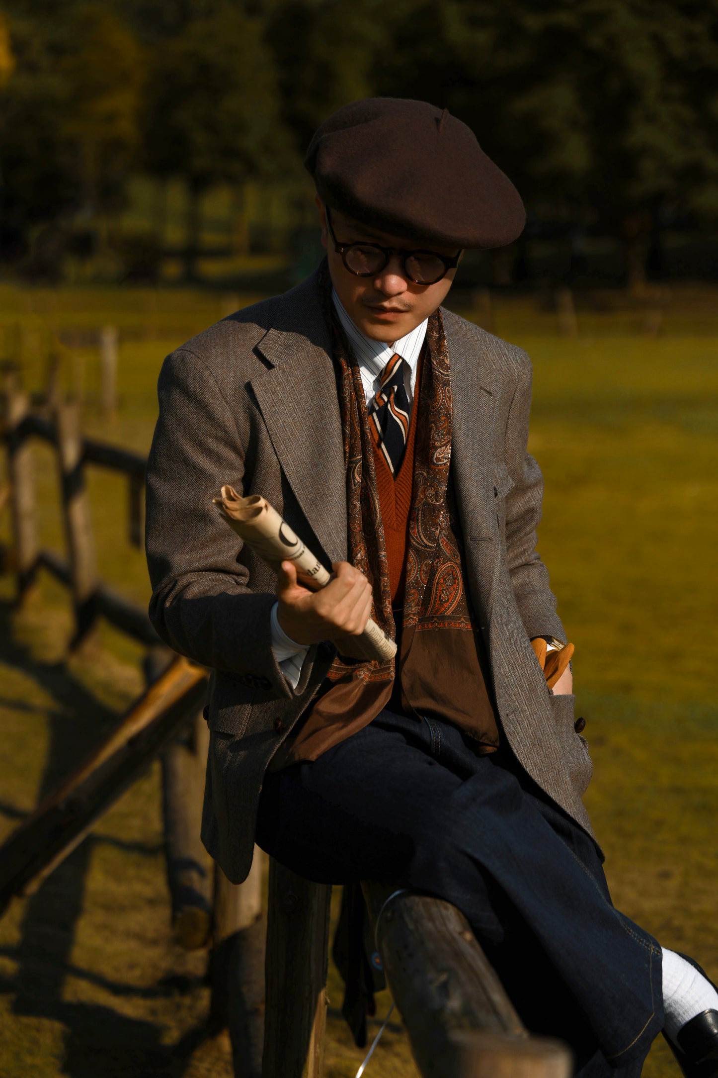 Tweed wheat pattern suit 