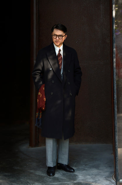 "Moshi Desert Island" long peaked lapel double-faced wool coat 