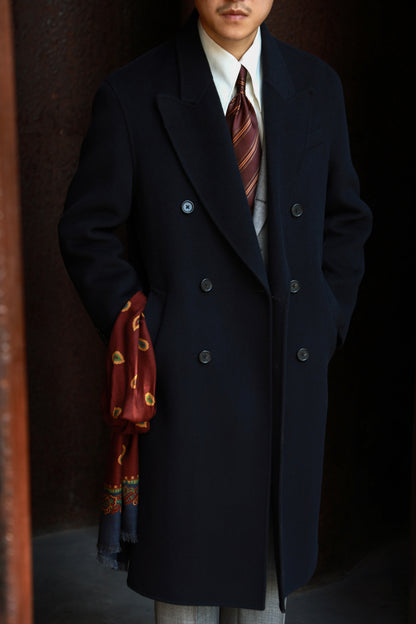 "Moshi Desert Island" long peaked lapel double-faced wool coat 