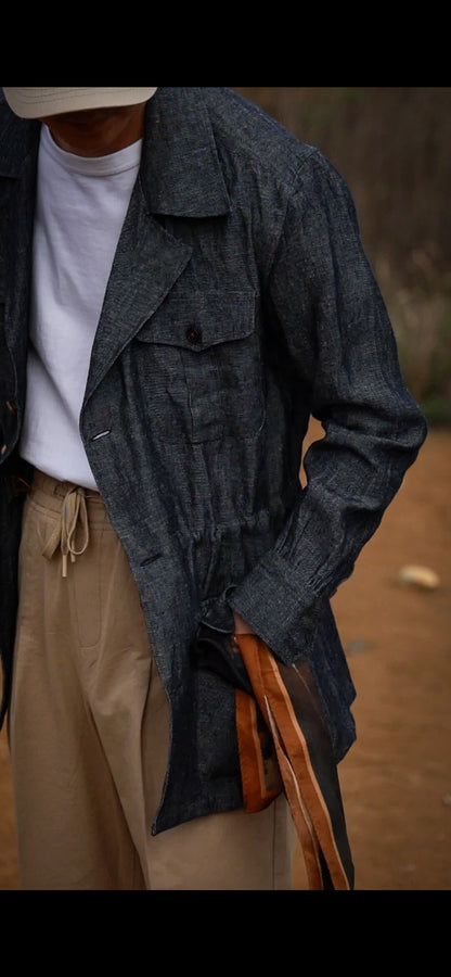 Denim Pleated Hunting Jacket 