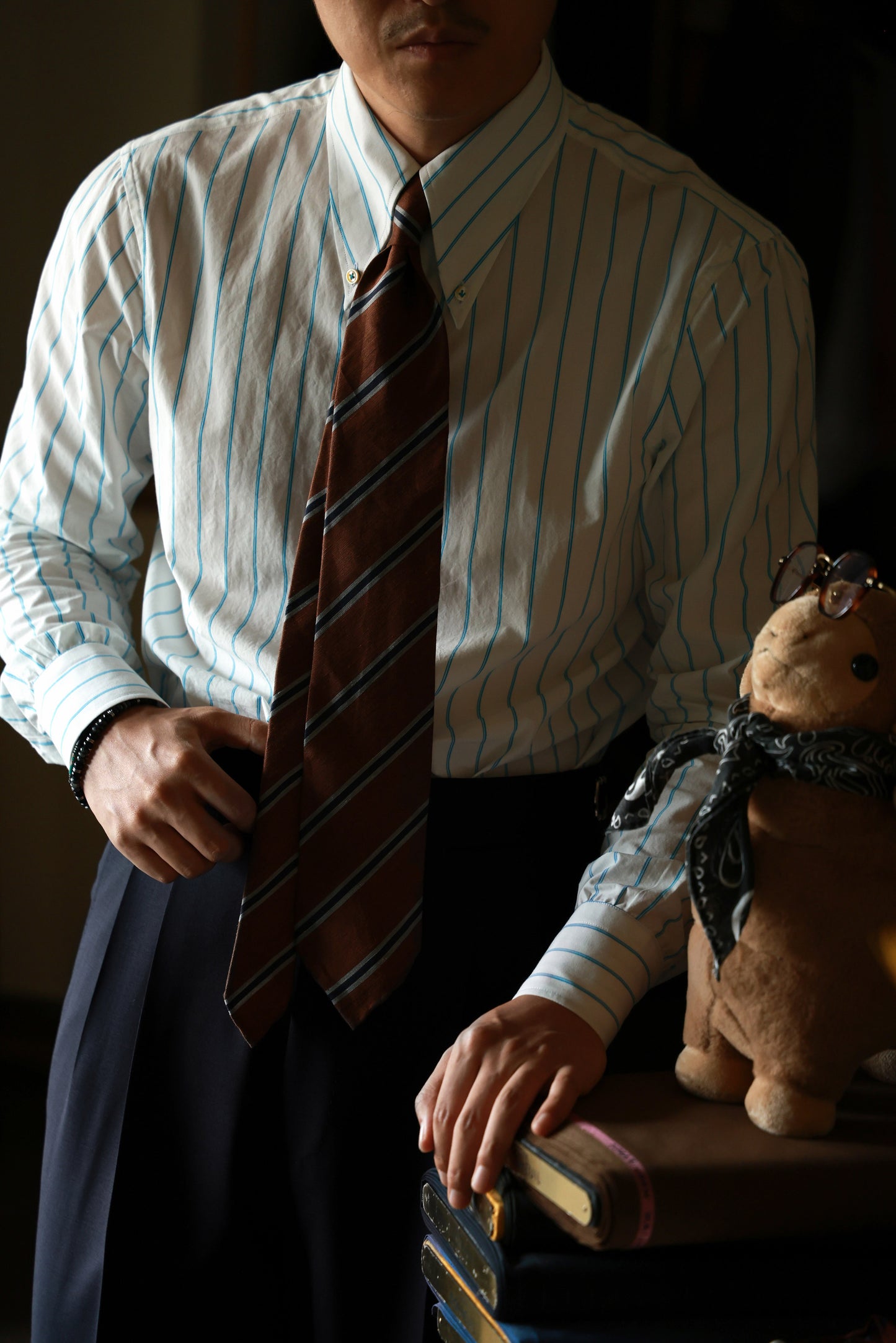 Long Point Button Down Collar Shirt — Glacier Stripe