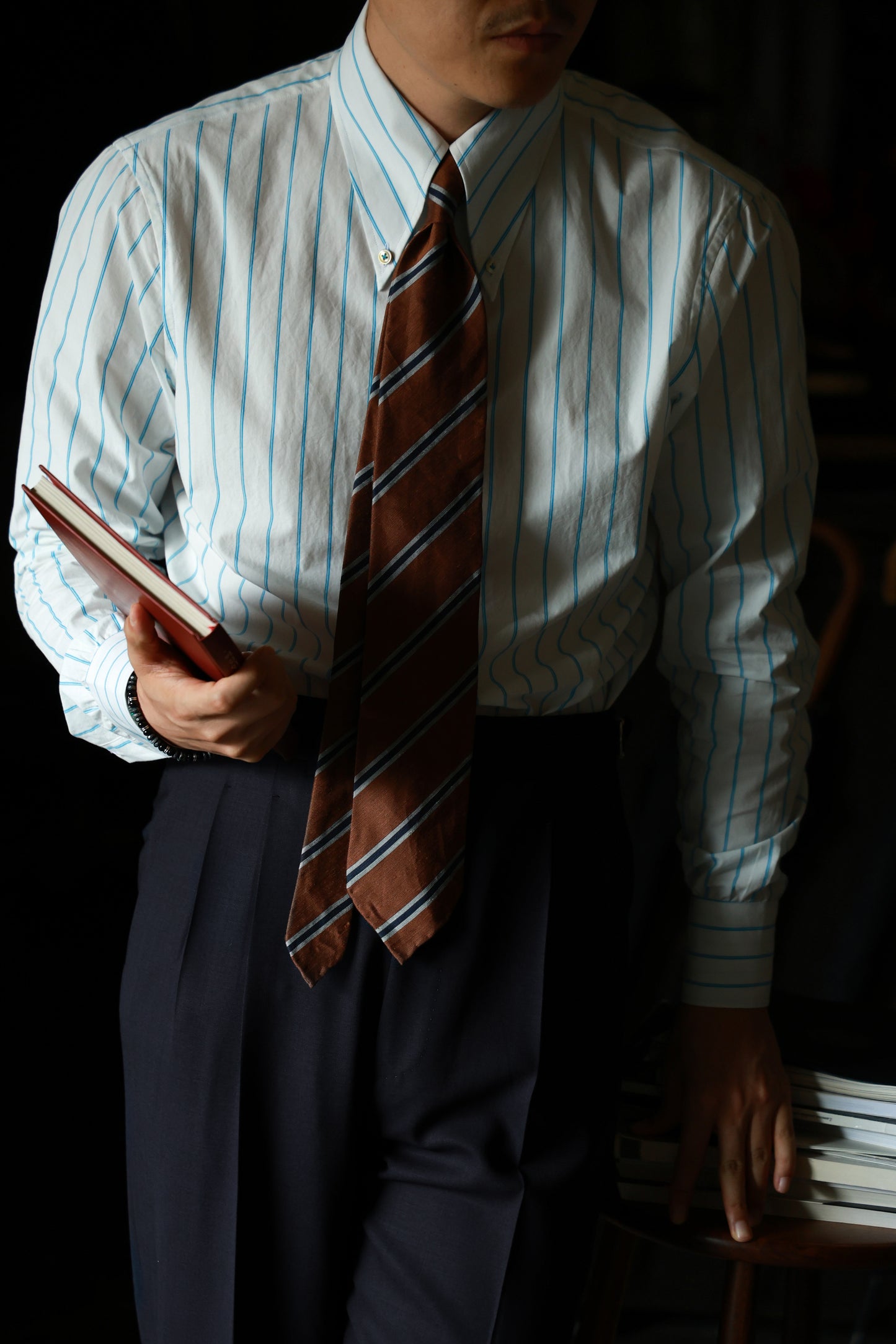 Long Point Button Down Collar Shirt — Glacier Stripe