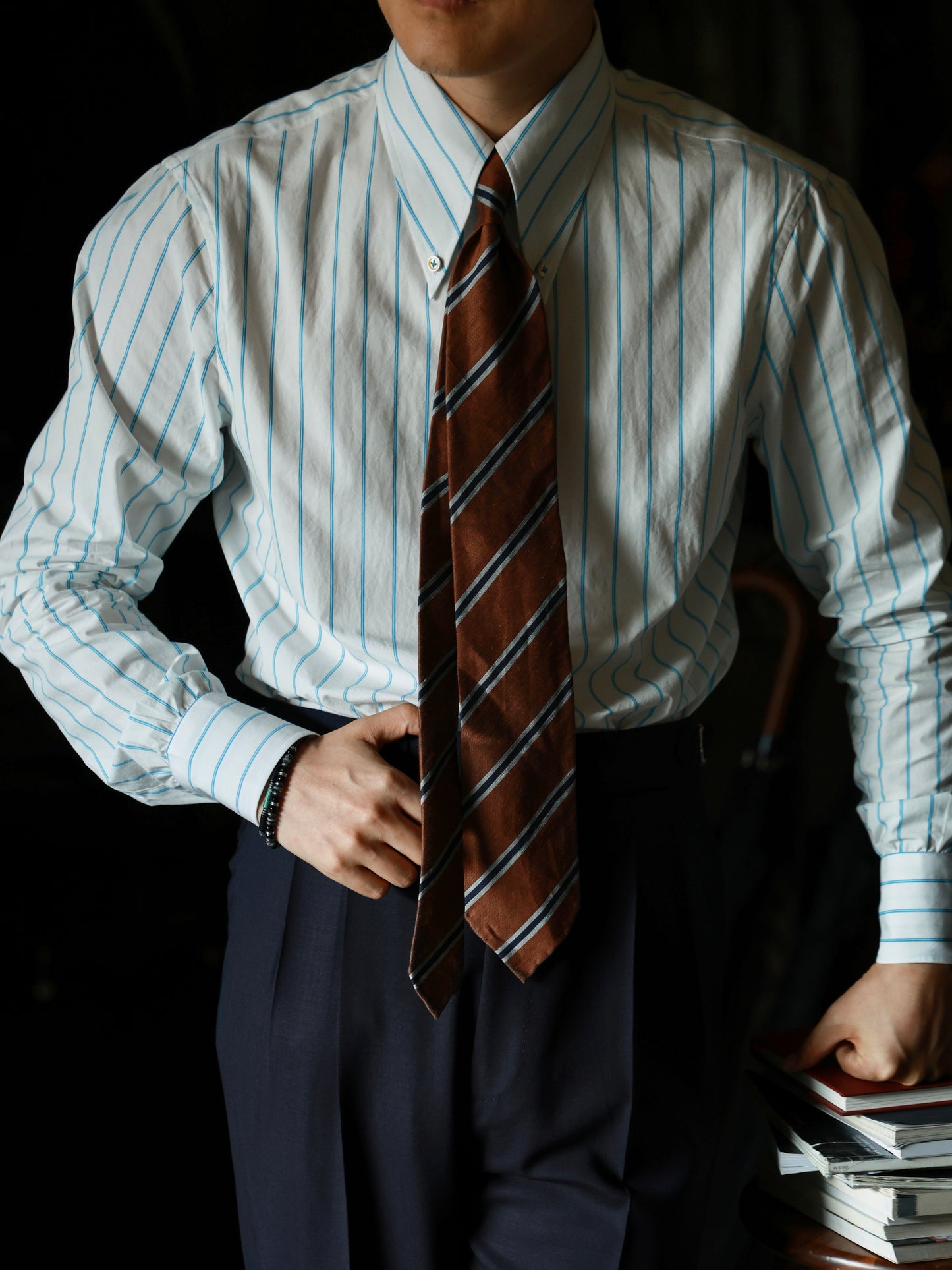 Long Point Button Down Collar Shirt — Glacier Stripe