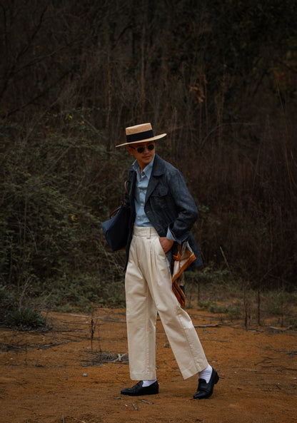 "Sand Color" Gurkha High Waist Wide Leg Casual Pants 