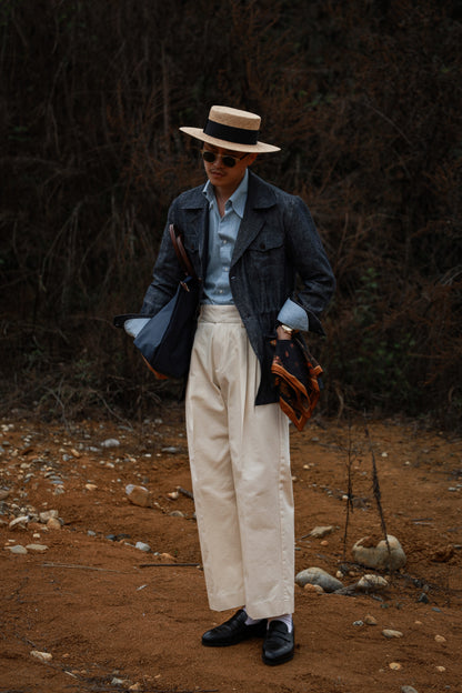 "Sand Color" Gurkha High Waist Wide Leg Casual Pants 