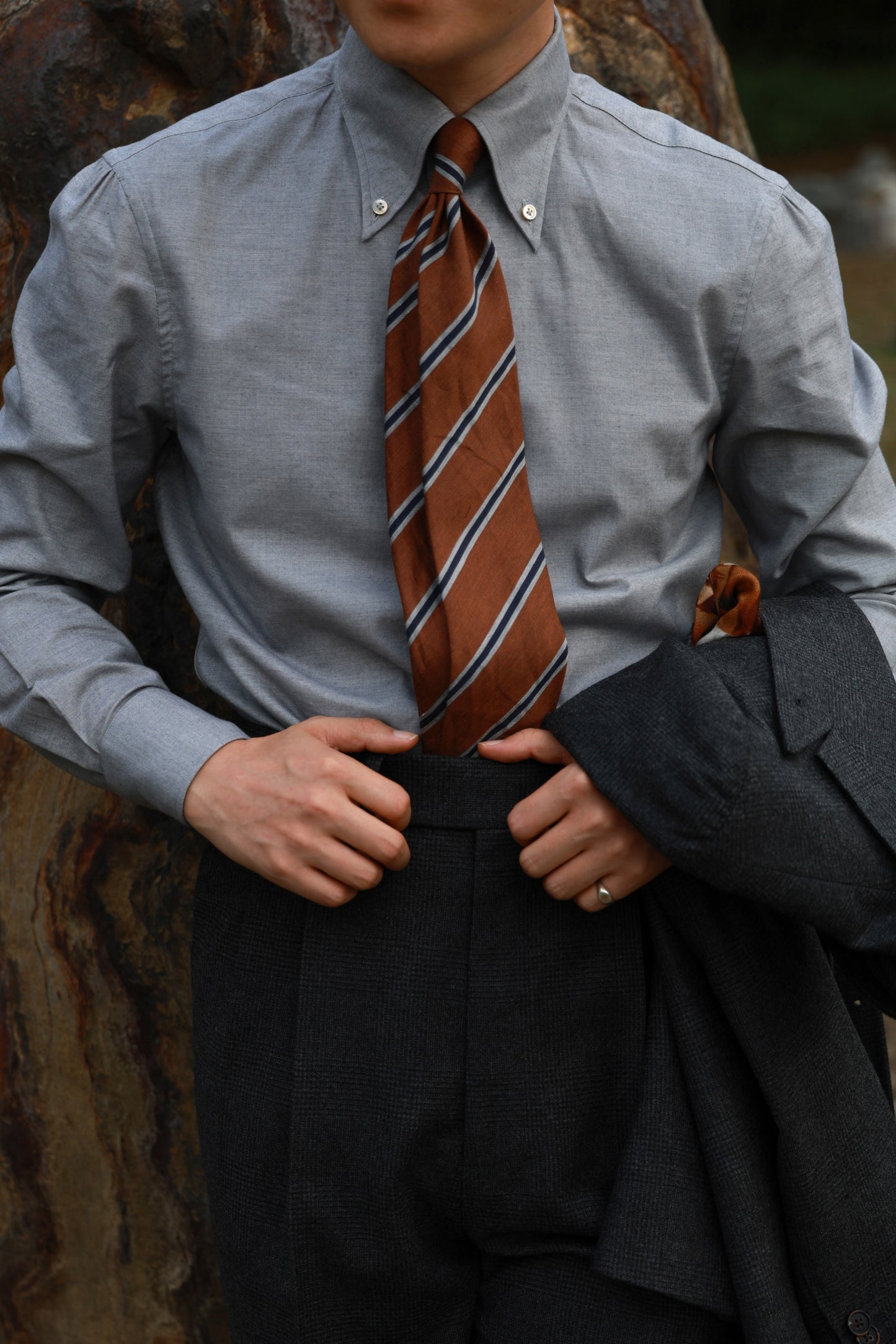 "Stone Gray Flannel" Button-down Collar Shirt 