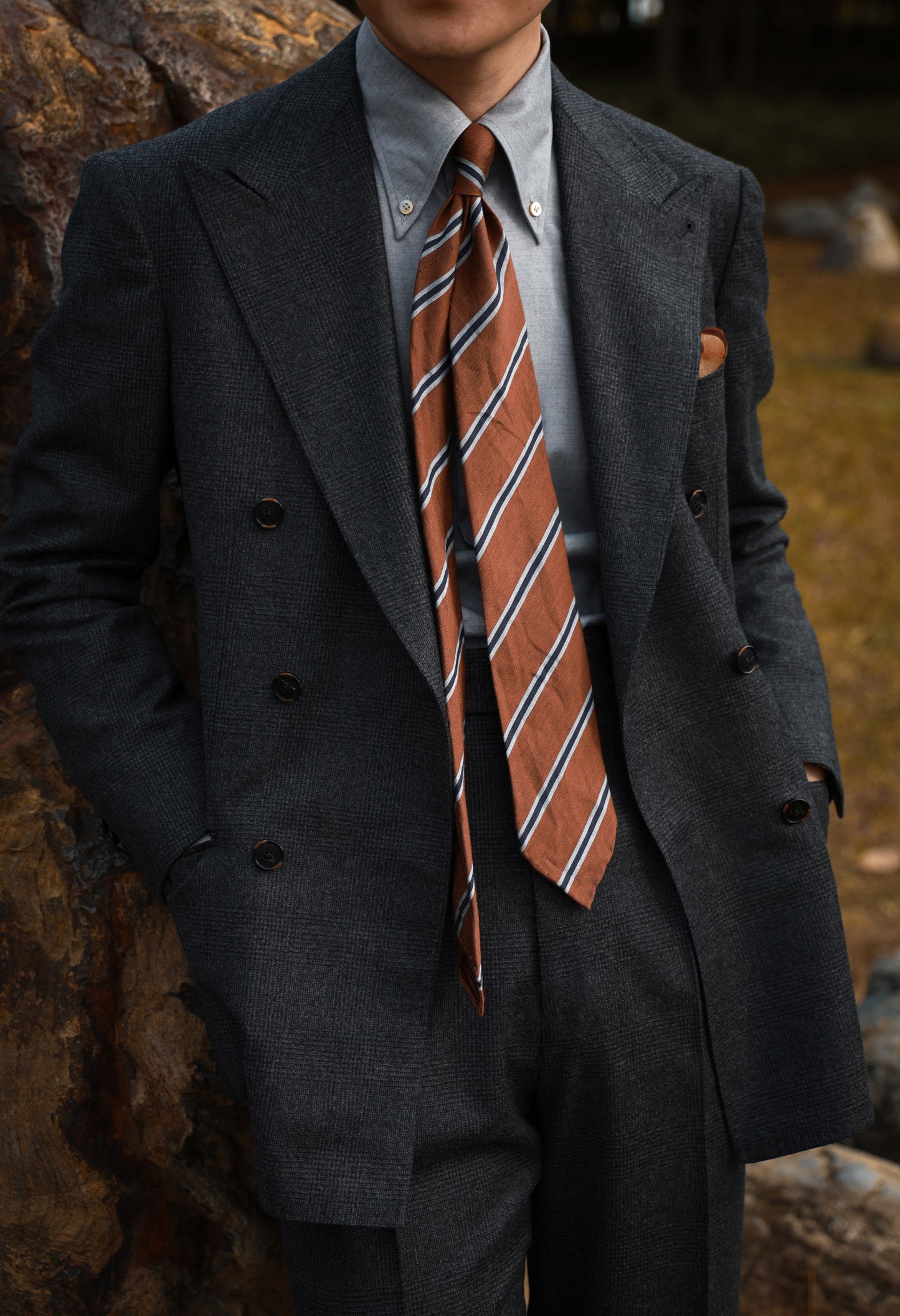 "Stone Gray Flannel" Button-down Collar Shirt 