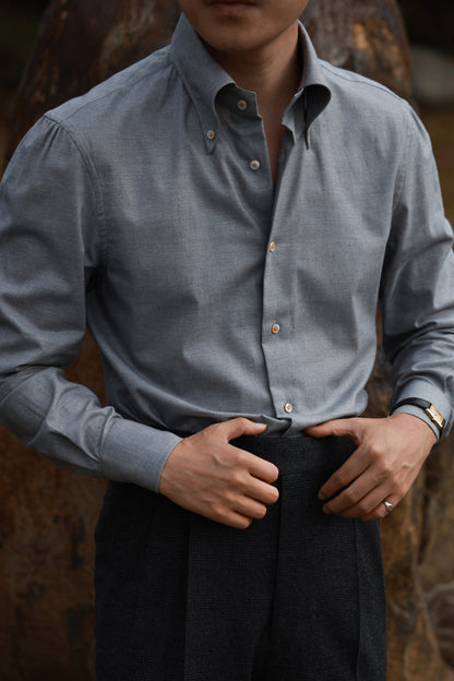 "Stone Gray Flannel" Button-down Collar Shirt 