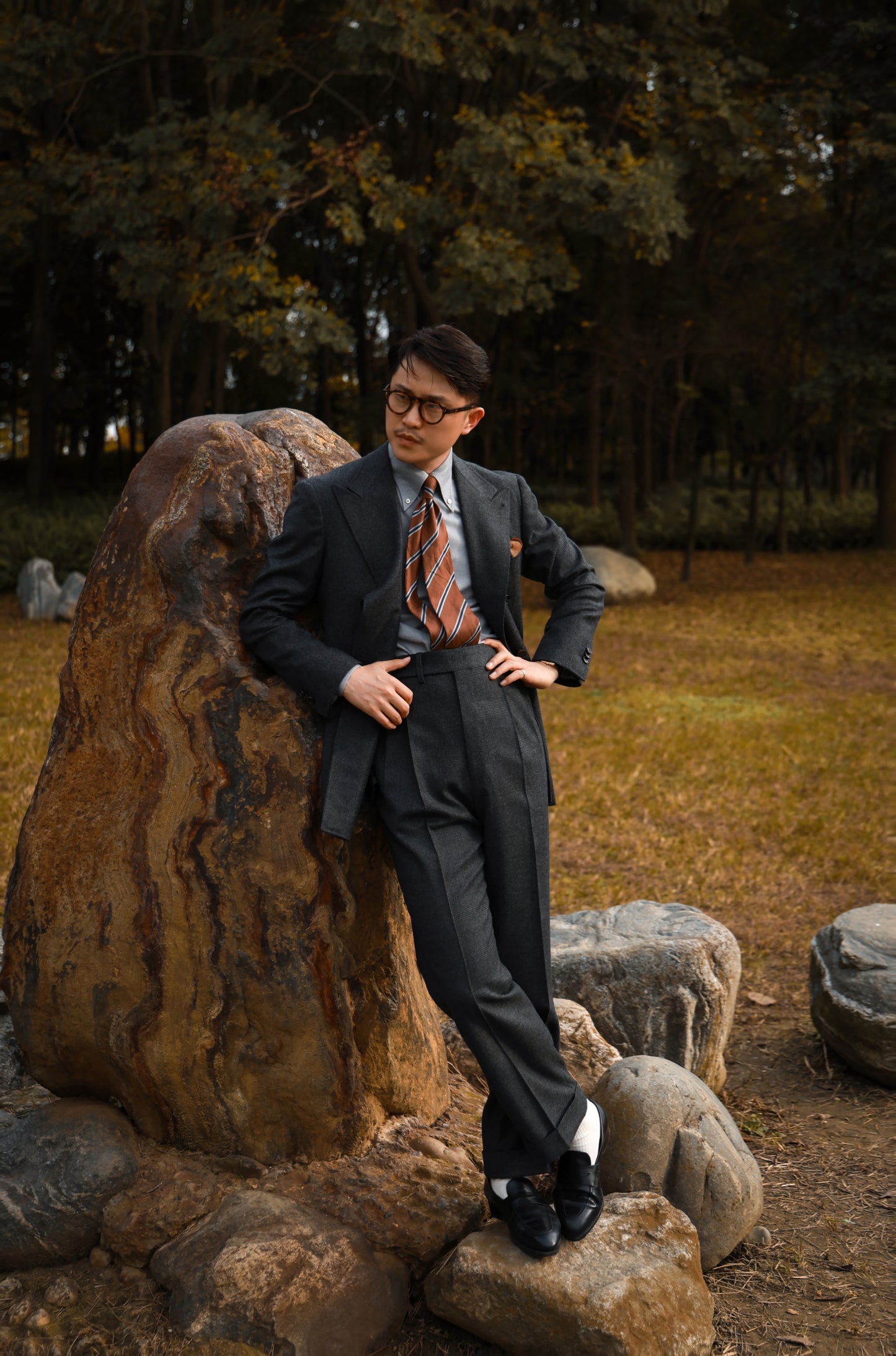 "Stone Gray Flannel" Button-down Collar Shirt 