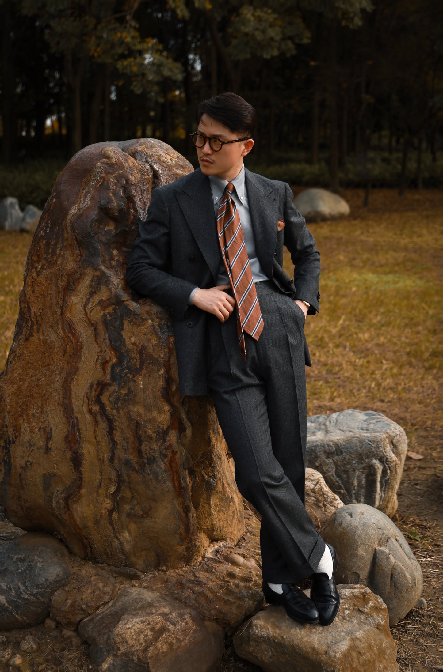 "Stone Gray Flannel" Button-down Collar Shirt 