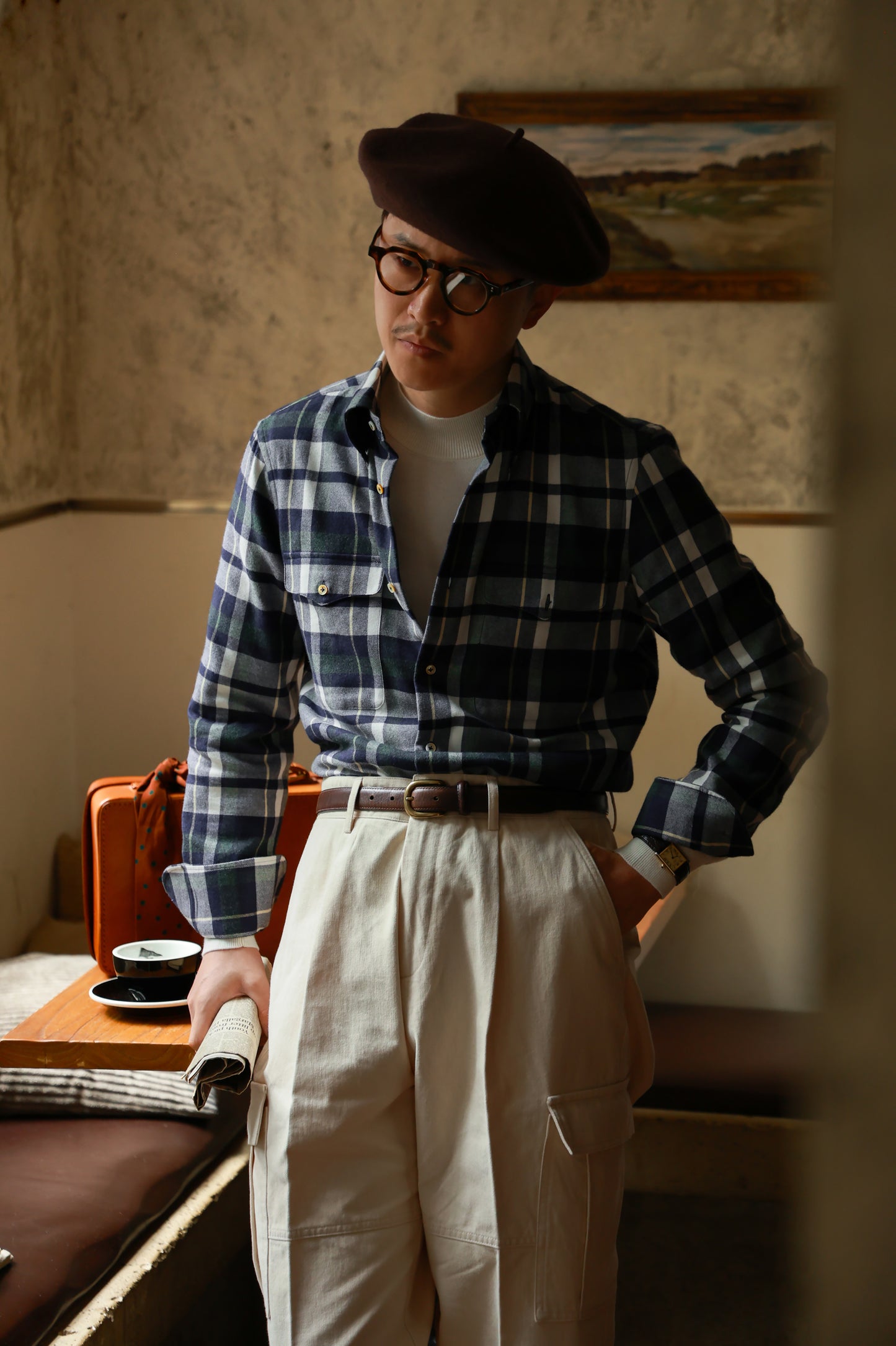「Ivy Vintage Grid」Button-down Collar Shirt