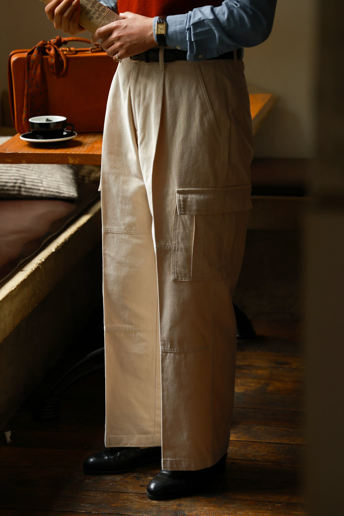 "Misty White" high waist wide leg casual pants 