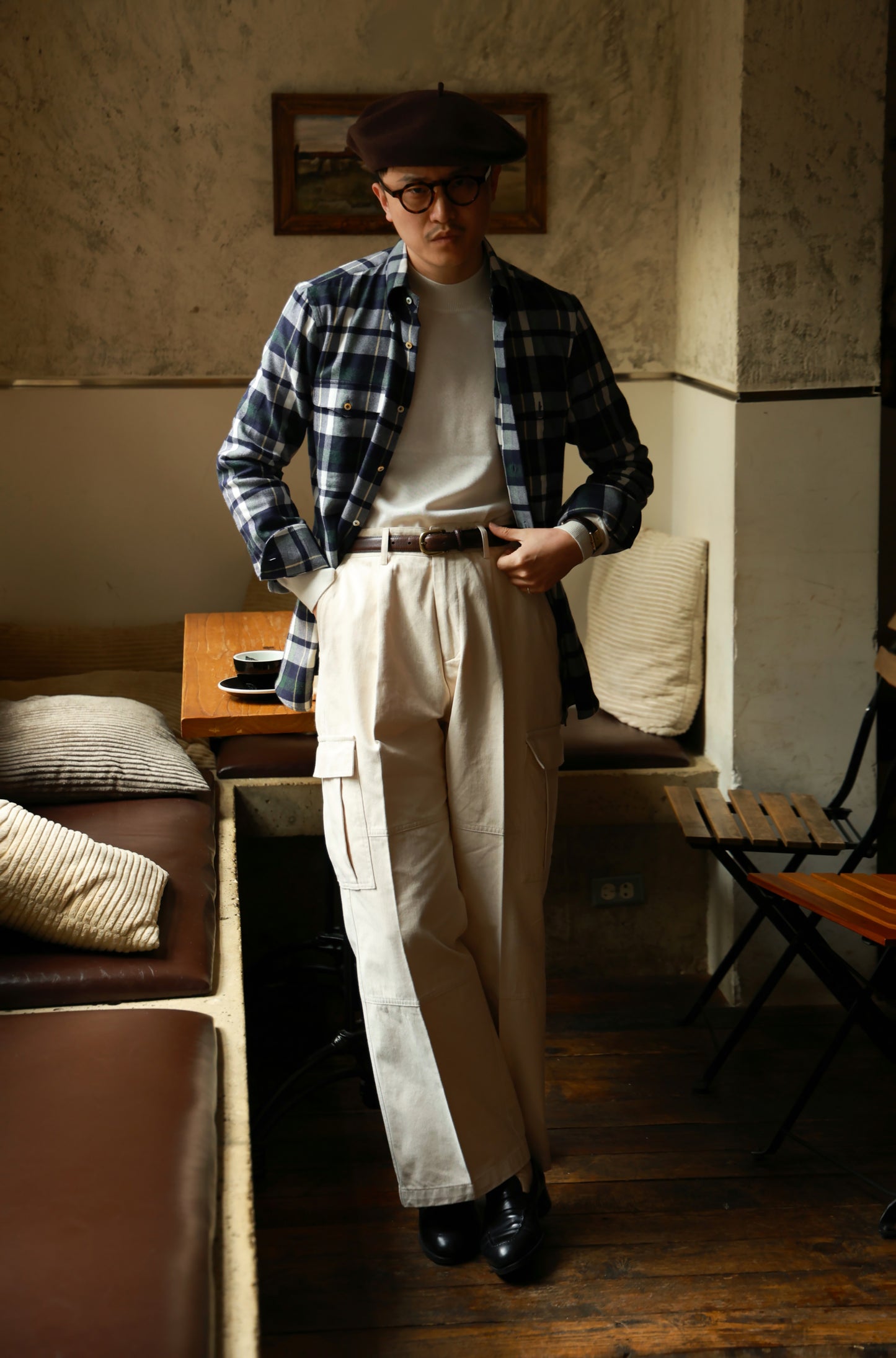 "Misty White" high waist wide leg casual pants 