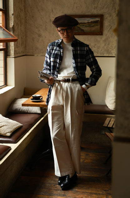 "Misty White" high waist wide leg casual pants 