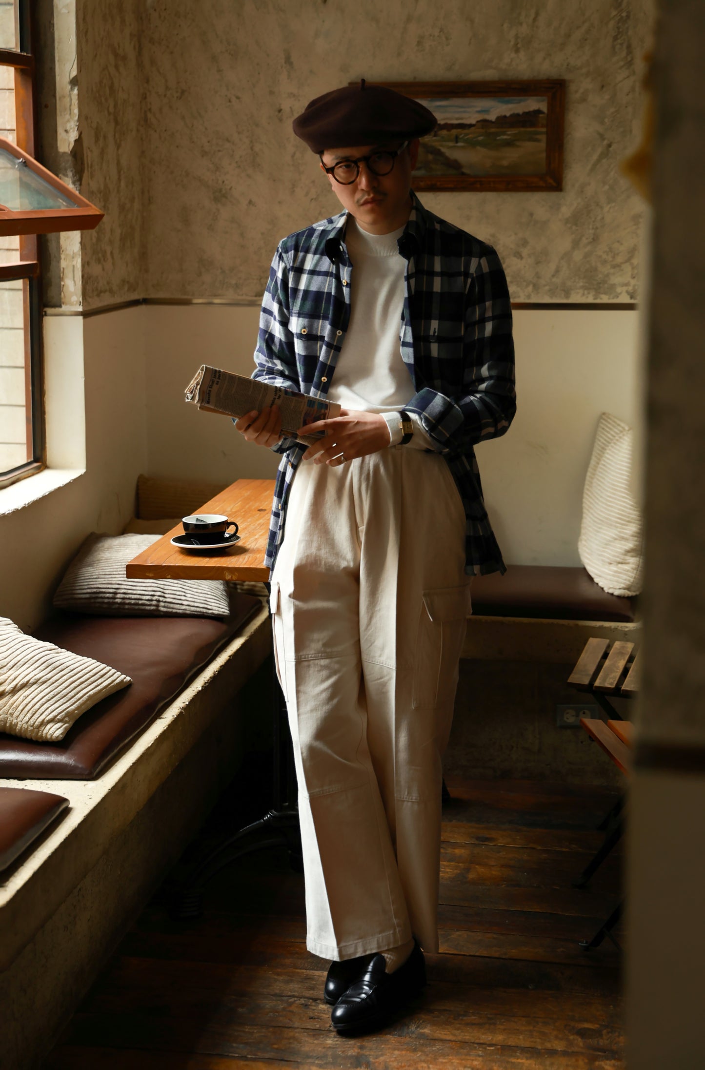 "Misty White" high waist wide leg casual pants 