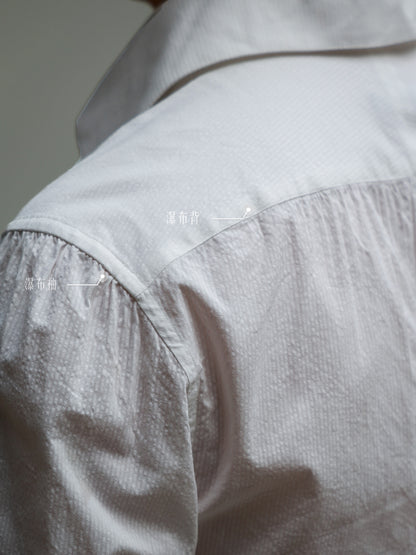 "Sea Salt Bubble Cotton" Seagull Collar Shirt 