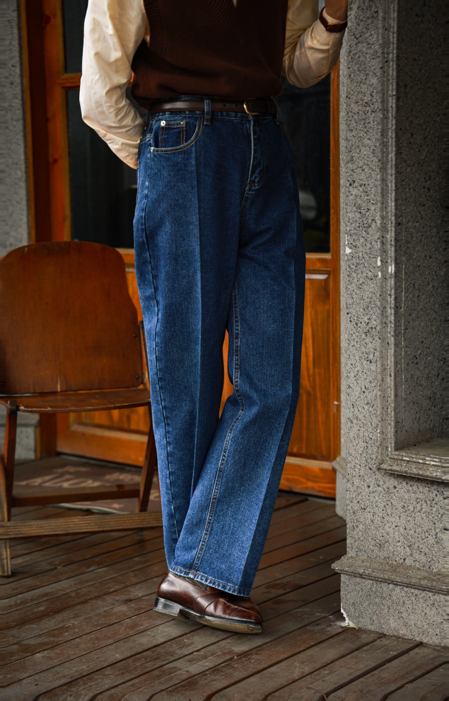 "Denim Color 1" Elastic Mid-High Rise Jeans 