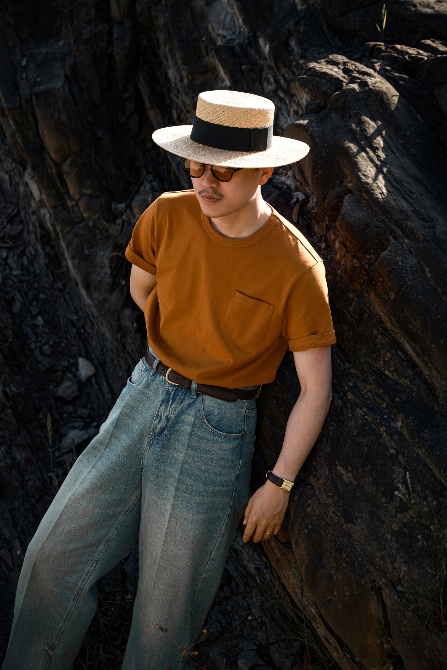 「Californian Dusk」Heavyweight combed cotton Crew Neck Unisex Short-Sleeve T-Shirt