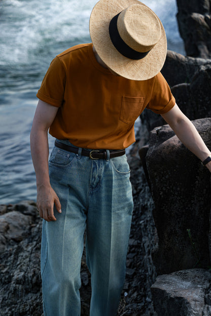 「Californian Dusk」Heavyweight combed cotton Crew Neck Unisex Short-Sleeve T-Shirt