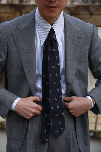 「Ice Blue Stripe」Don-Style Spread Collar Shirt