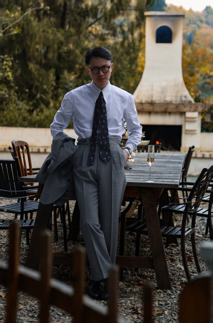 「Ice Blue Stripe」Don-Style Spread Collar Shirt