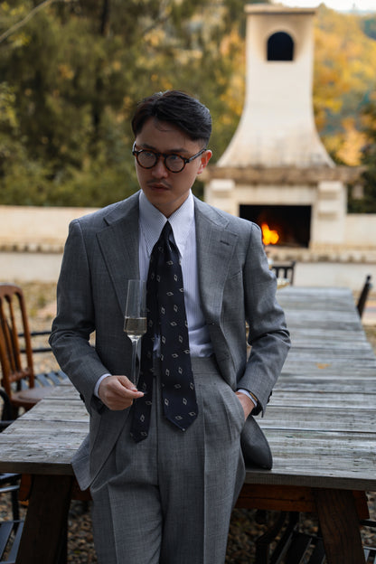 「Ice Blue Stripe」Don-Style Spread Collar Shirt