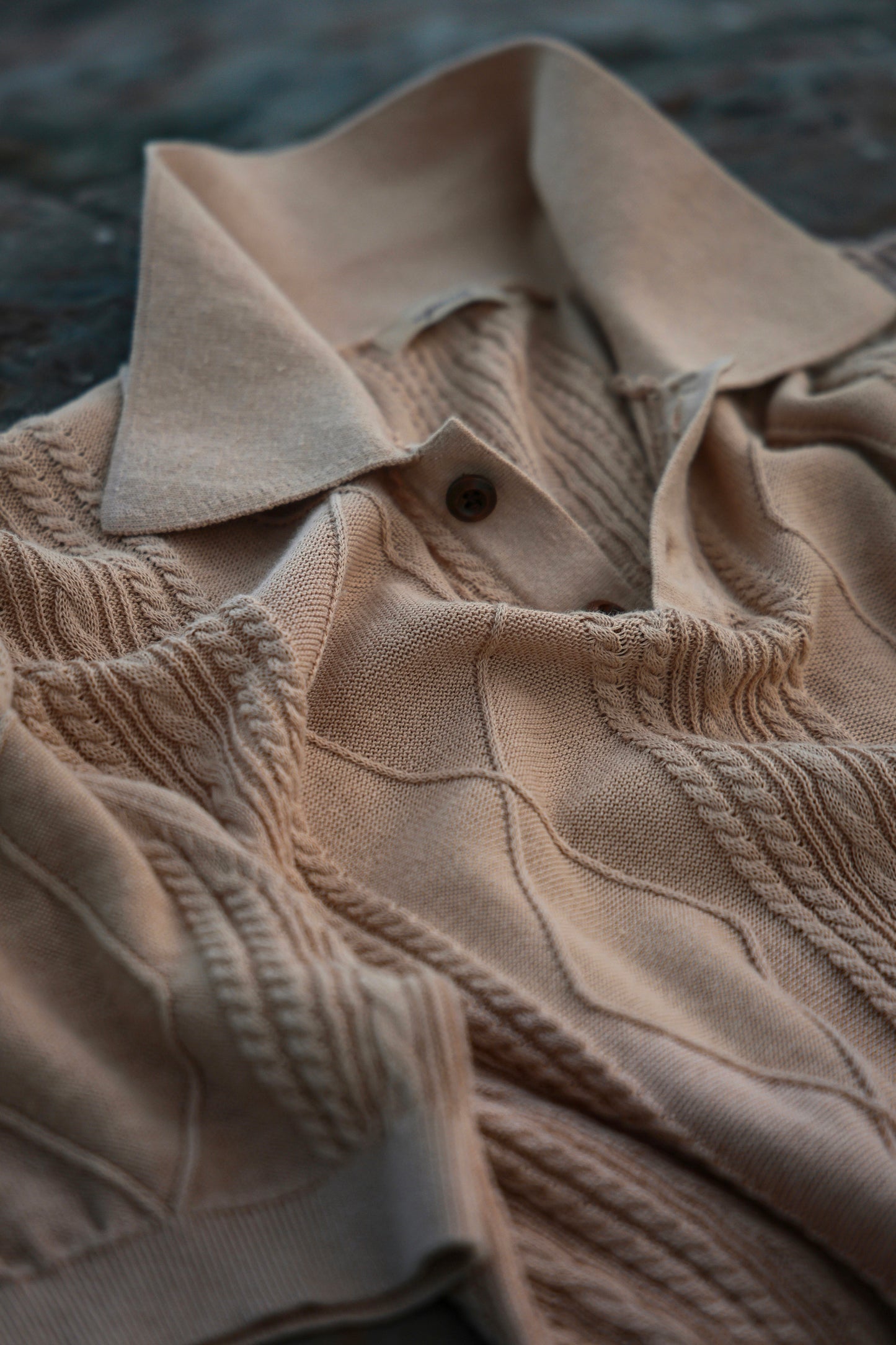 Linen/Cotton Knitted Polo Beige