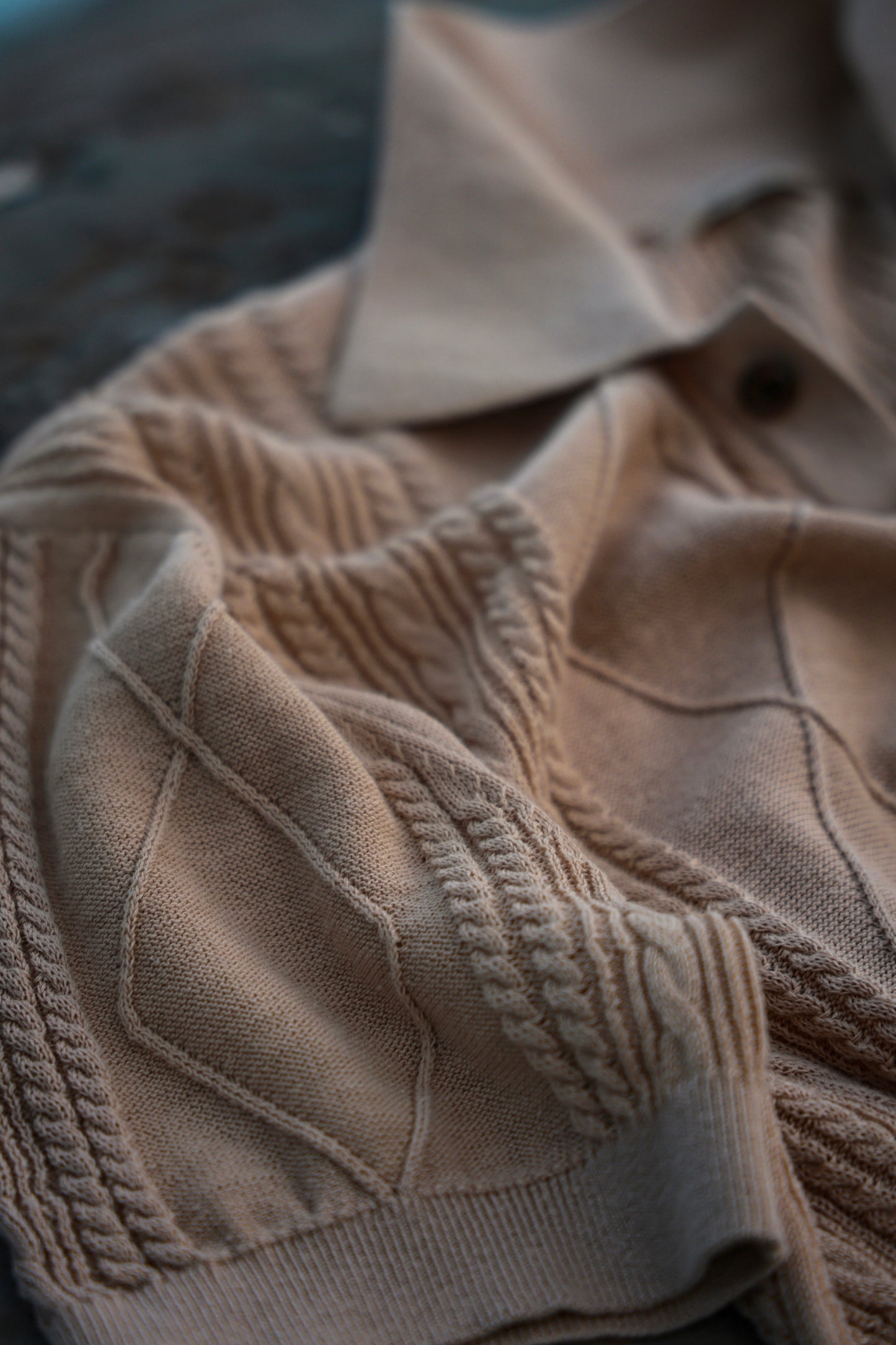 Linen/Cotton Knitted Polo Beige