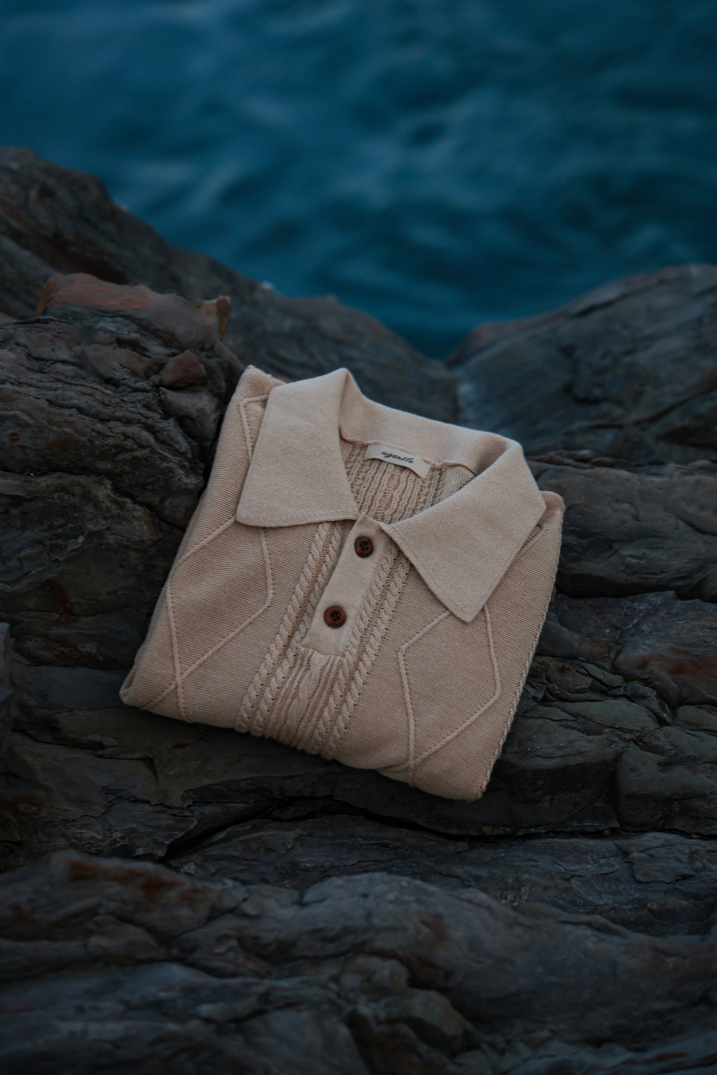 Linen/Cotton Knitted Polo Beige