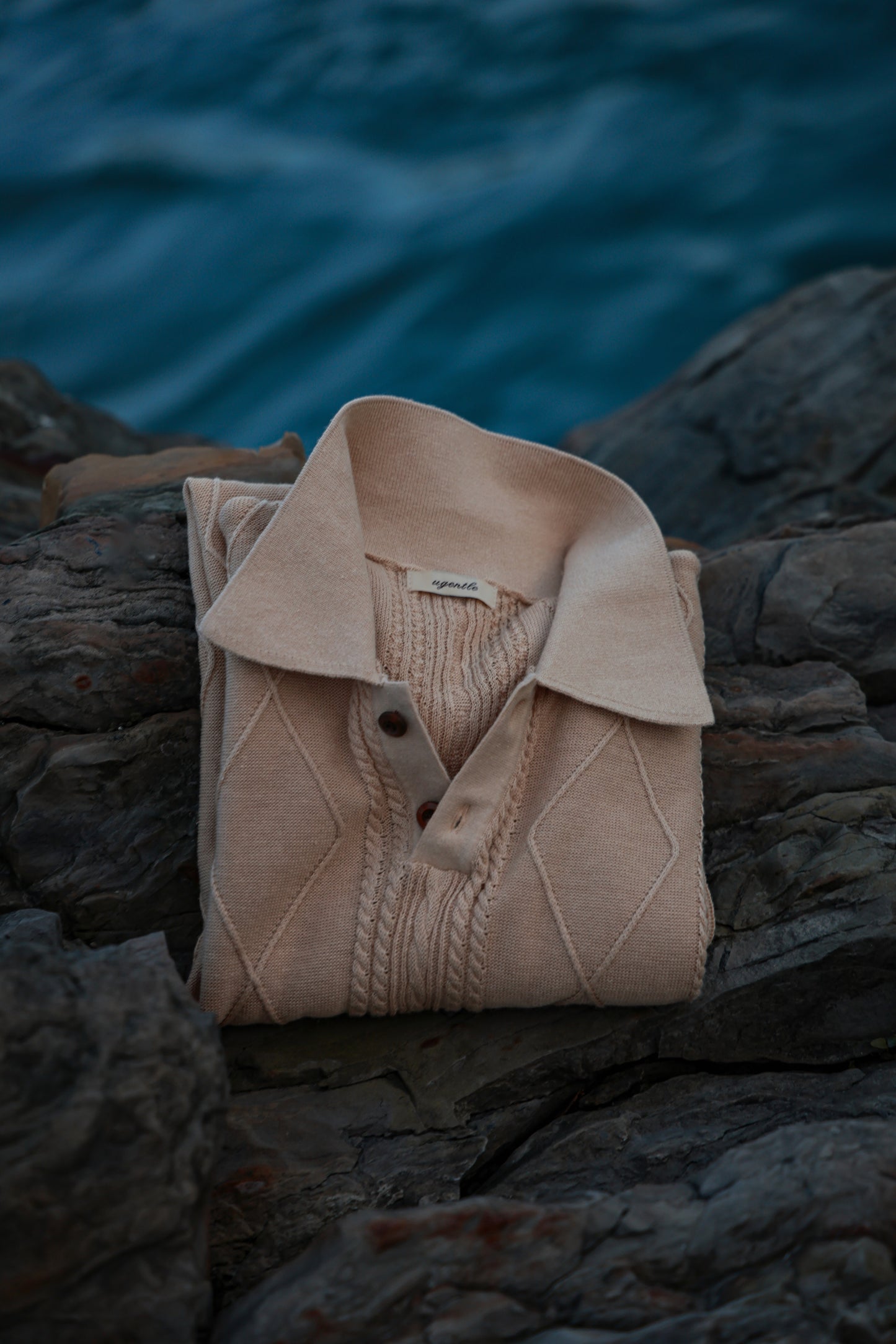 Linen/Cotton Knitted Polo Beige