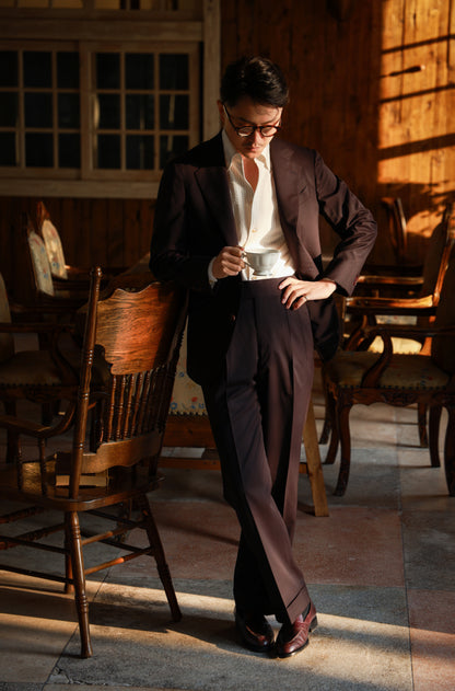 One-piece Collar Shirt — Seersucker Beige Pencil Stripe